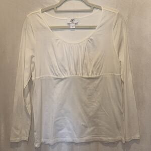 Loft Womens Ruched Peplum Long Sleeve Top Size Large Petite Casual Classic Prep